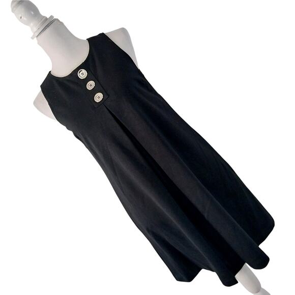 MICHAEL KORS! BLACK KNIT, SILVER BUTTONS RETRO INSPIRED SHIFT STYLE DRESS! SZ S - Picture 1 of 9